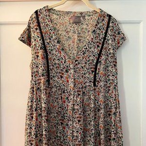 Anthropologie Vanessa Virginia Floral Boho Tunic Mini Dress EUC Size M